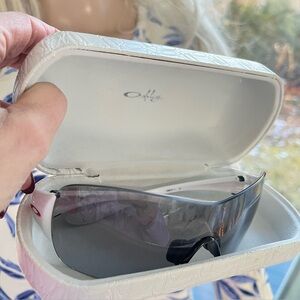 Oakley Miss Conduct White Sporty Sunglasses Polarized Lenses